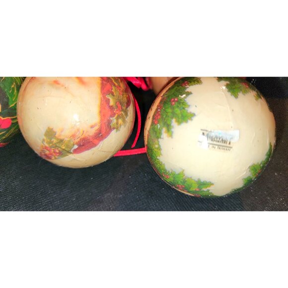 Vintage Christmas Ornaments Set Of 9 Hand-Painted Wooden Baubles Festive - Picture 9 of 10